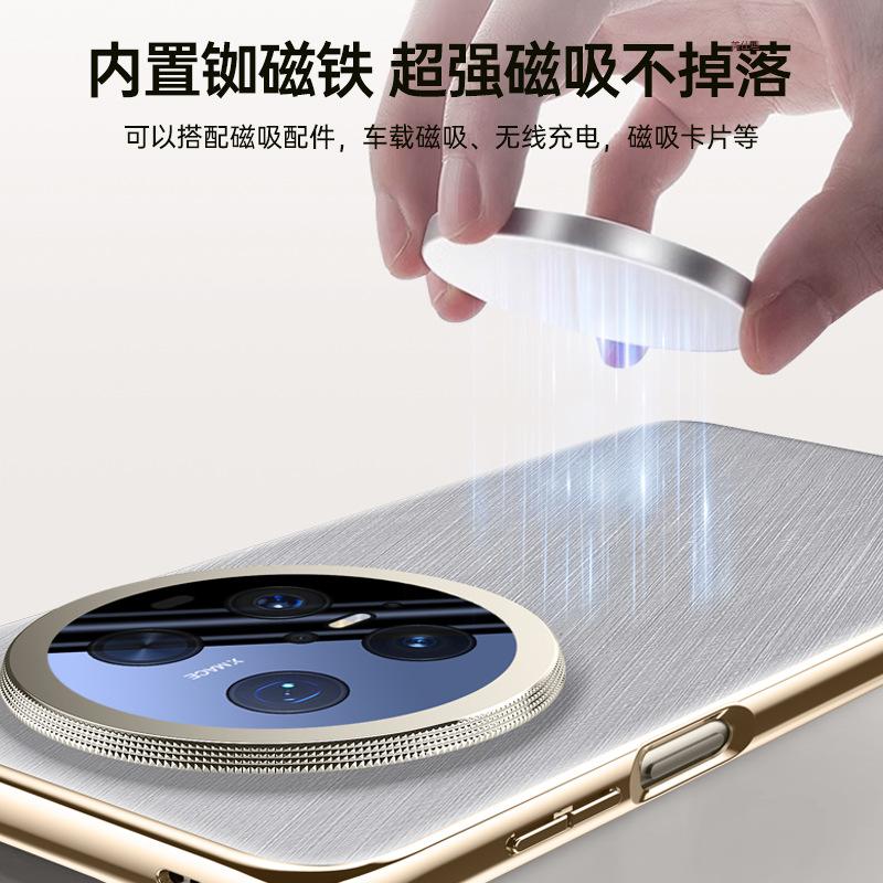 Применимо к чехлу для мобильного телефона Huawei mate70pro, магнитное крепление, защита объектива Huawei, всесторонний, противоударный, m70, гальванизированный, деловой кожаный чехол