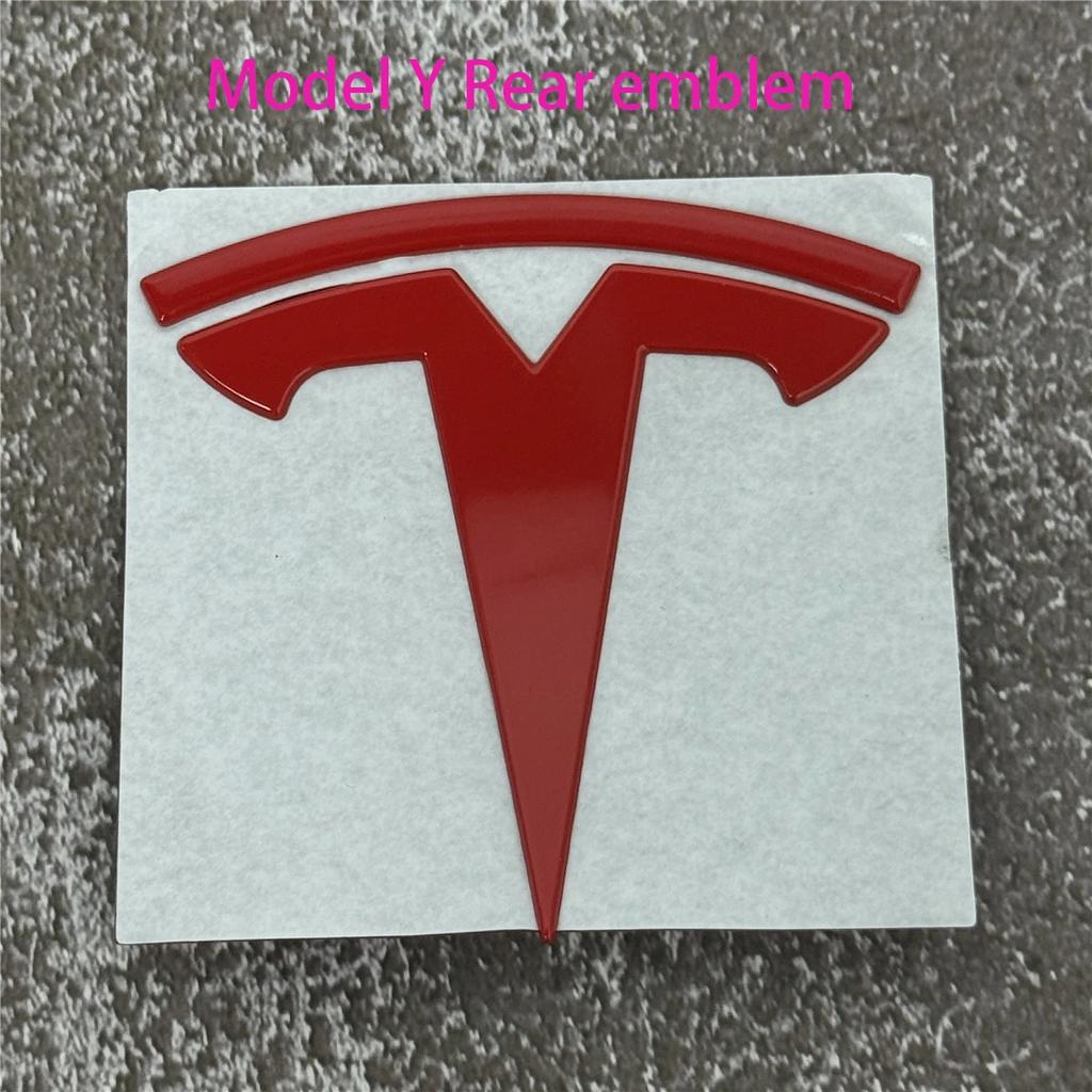 EPYFH1 Front Bumper or Rear Trunk Logo for Tesla Replacement Kit Model 3/Y - Metal Blackened Logo Emblem Car Exterior Decoration Parts
