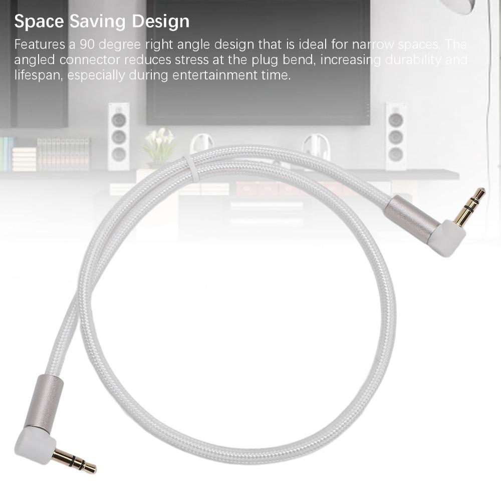 90 Degree Angle Stereo Auxiliary Cord Stereo Sound Support Male to Male Aux Cable for Headphone