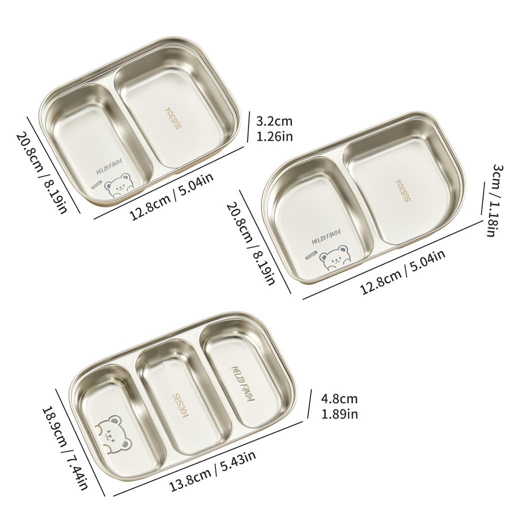 304 нержавеющая сталь многосекционная обеденная тарелка детская разделенная обеденная тарелка столовая 2/3 отделения пищевая тарелка для студента