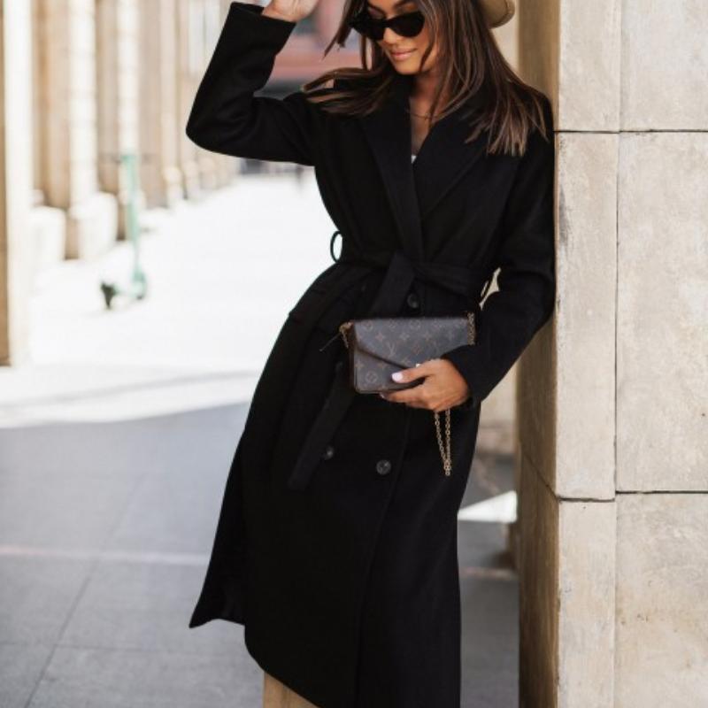 BITCED Женский осенне-зимний простой твидовый пиджак с длинными рукавами и воротником-стойкой