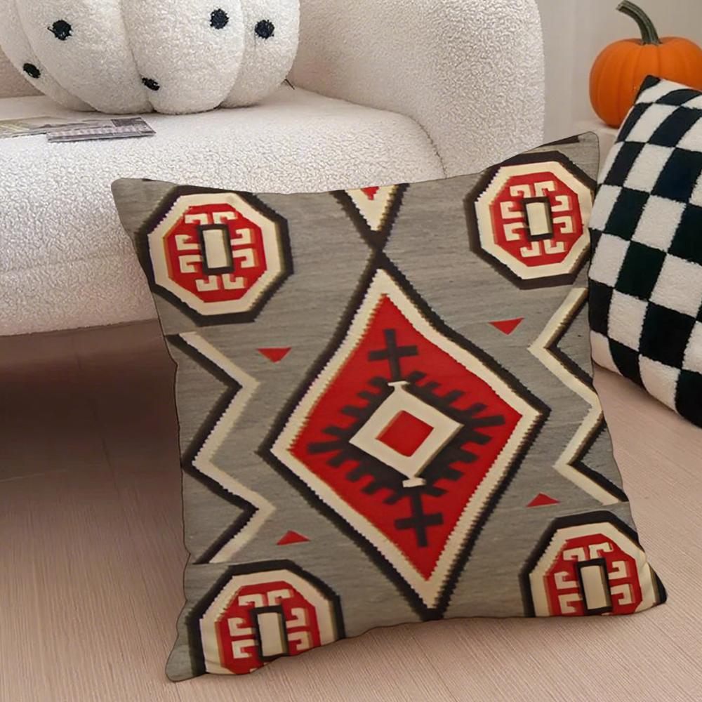 Vintage Turkish Kilim Navaho Tribal Textile Art Cushion Cover Throw Pillow Cover Hidden Button Durable Polyester Chair Cushion