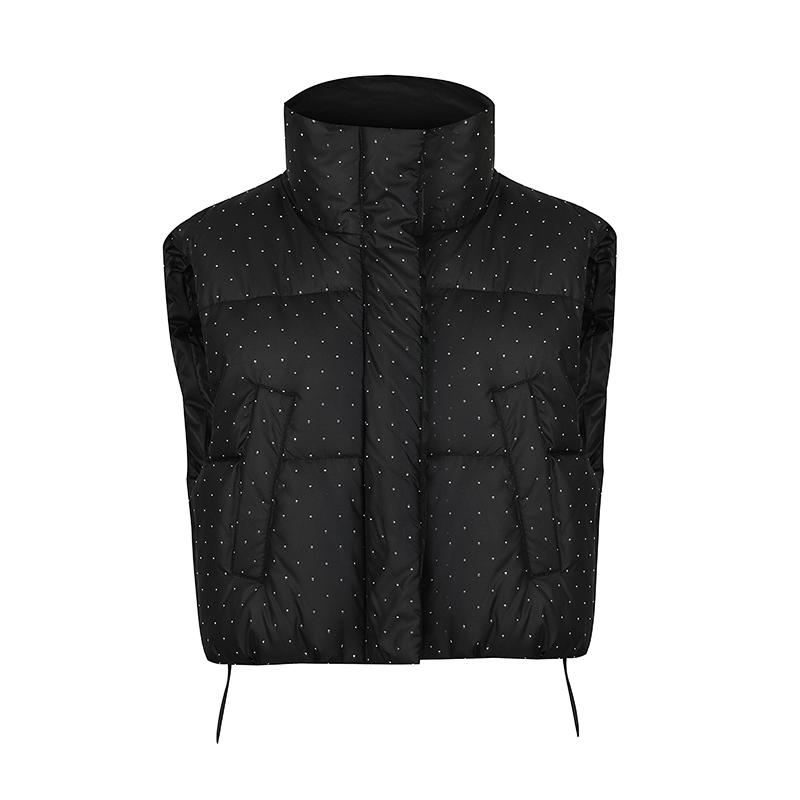 Женская осенне-зимняя однотонная утолщенная верхняя одежда с хлопковой подкладкой и воротником-стойкой, теплая куртка без рукавов, пальто, жилет