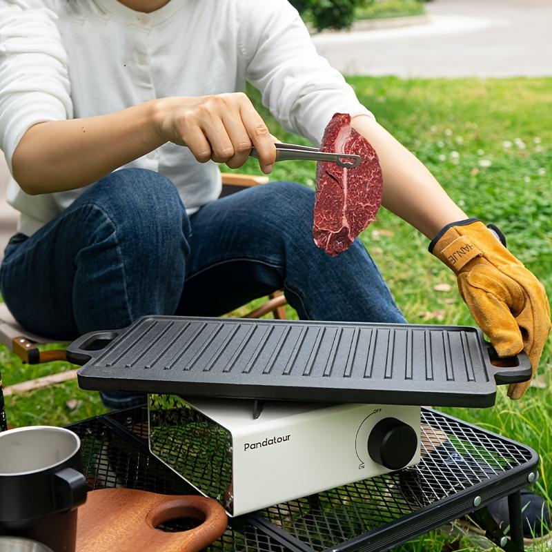 Cast Iron Baking Tray Can Be Flipped Double-sided Barbecue Tray Outdoor Camping Handle BBQ Tools Barbecue Plate Square Gas Grill