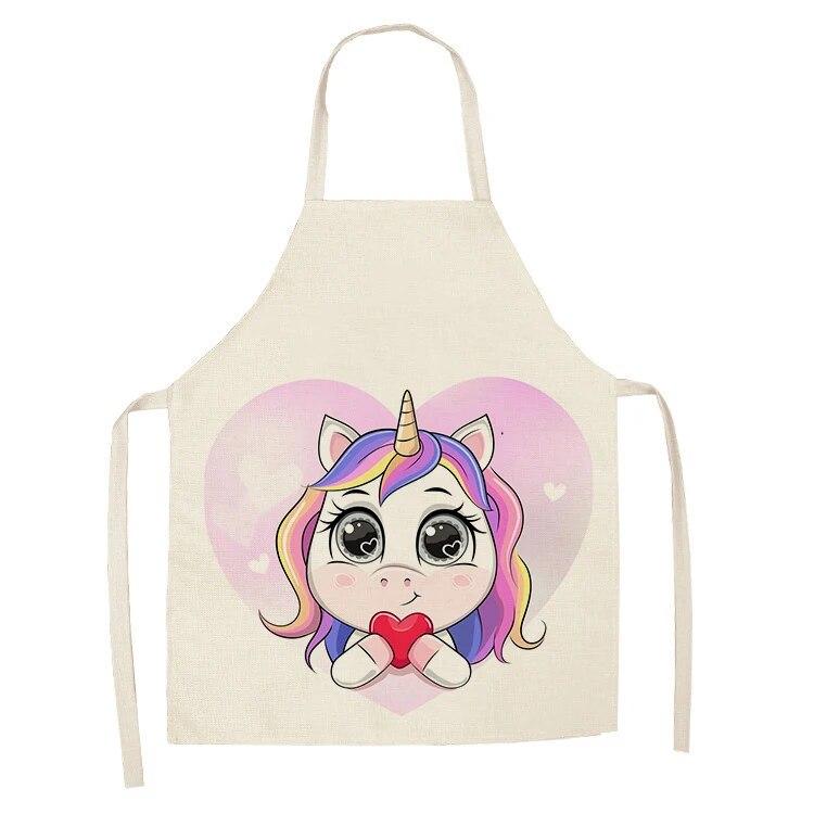 Кухонный фартук с мультяшным единорогом и музыкальным принтом, хлопковый льняной фартук без рукавов для мужчин и женщин, бытовые чистящие средства