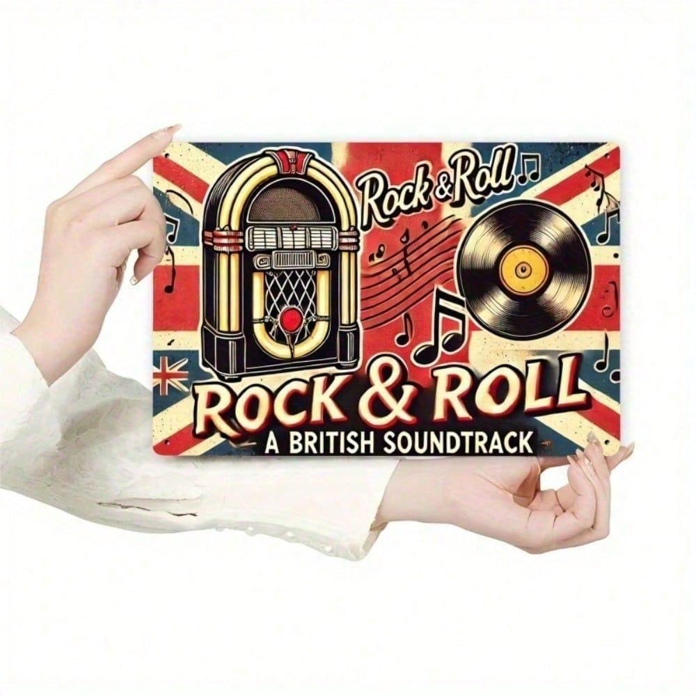LINDGHALL Винтажная жестяная табличка 12x8 дюймов Rock and Roll Металлический настенный декор для дома Бара Кафе Ретро Настенное искусство