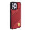 Ferrari Perforated Waves Metal Logo Case For Iphone 15 Pro - Red