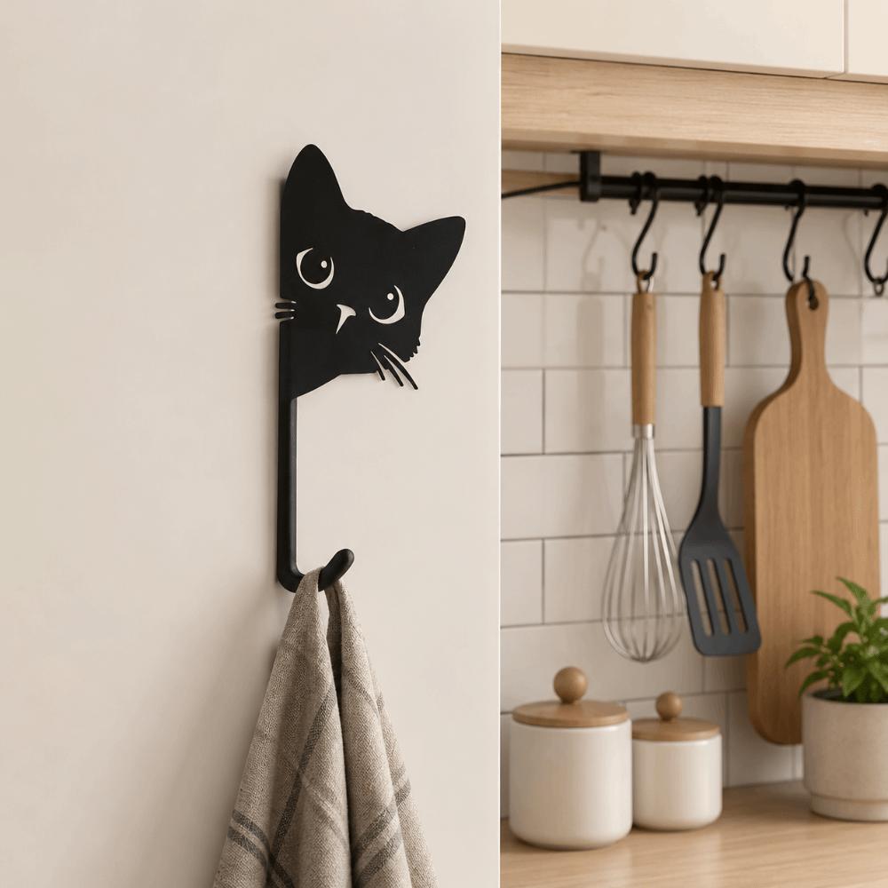 3D Printed Kitten Wall Hooks Decorative Hanging Hook Creative Key Holder Kitchen