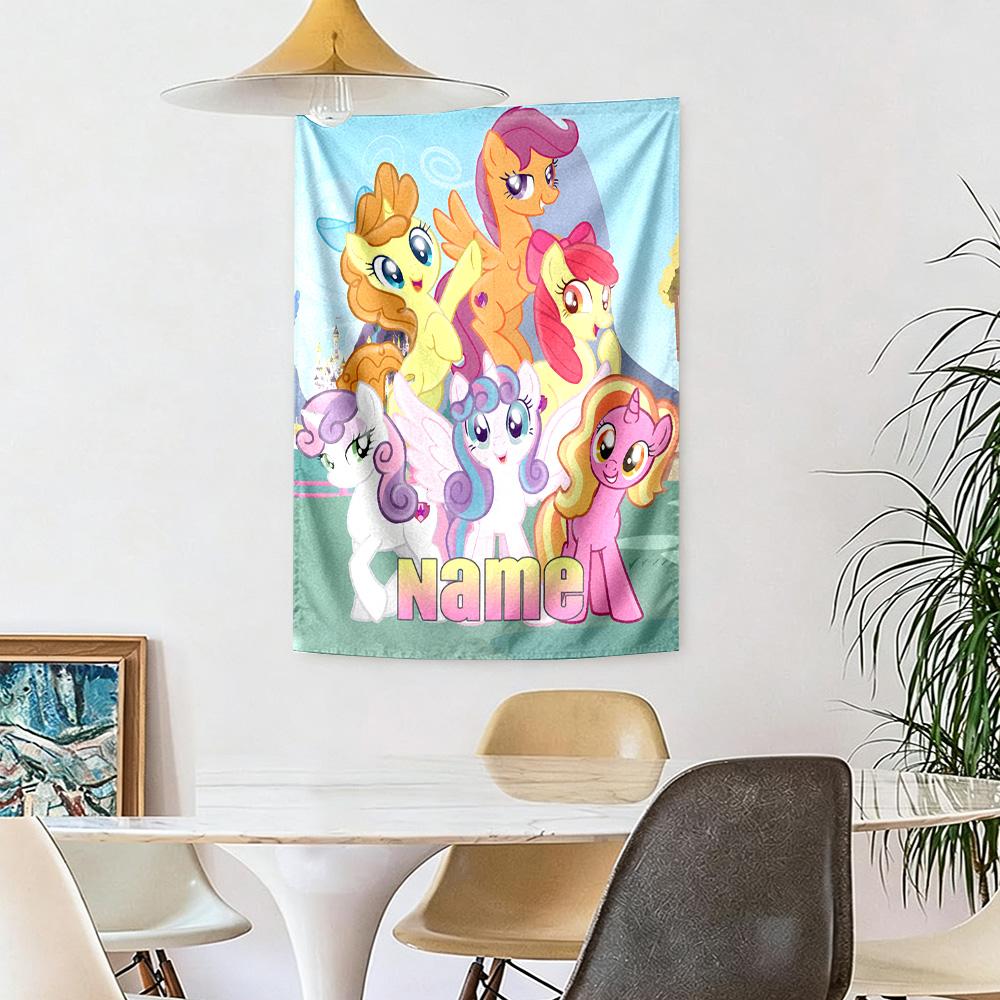 Little Pony Custom Your Name Wall Decor Tapestry Art For Pet Memorial Birthdaywedding Party Backdrop Family Gift