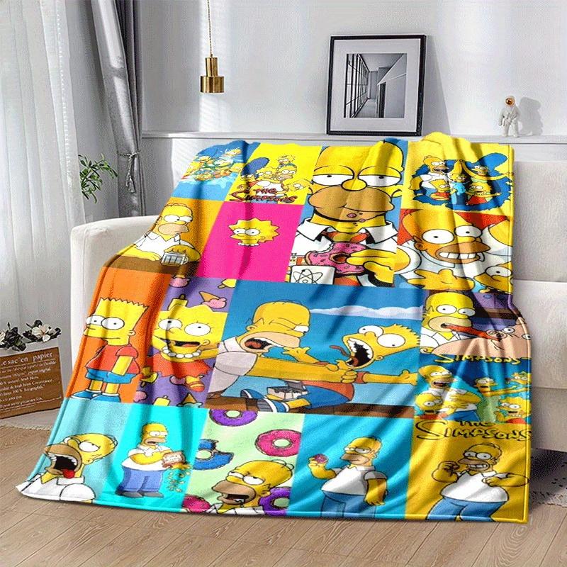 1pc The Simpsons (4) Printing Blanket - Soft, All-Season Throw for Living Room, Beroom,Personalize Gift with Aorable Cartoon esign