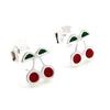Les Trésors De Lily [E1092] - Серебряные серьги «Вишни» красный зеленый серебряный - 6x6 мм