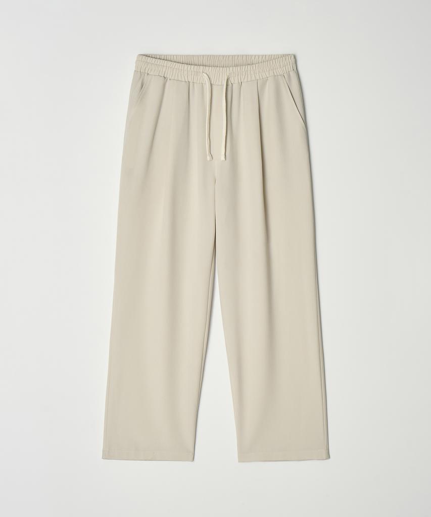 TRADCLUB Single-Pleat Elastic Wide Slacks 3 Colors