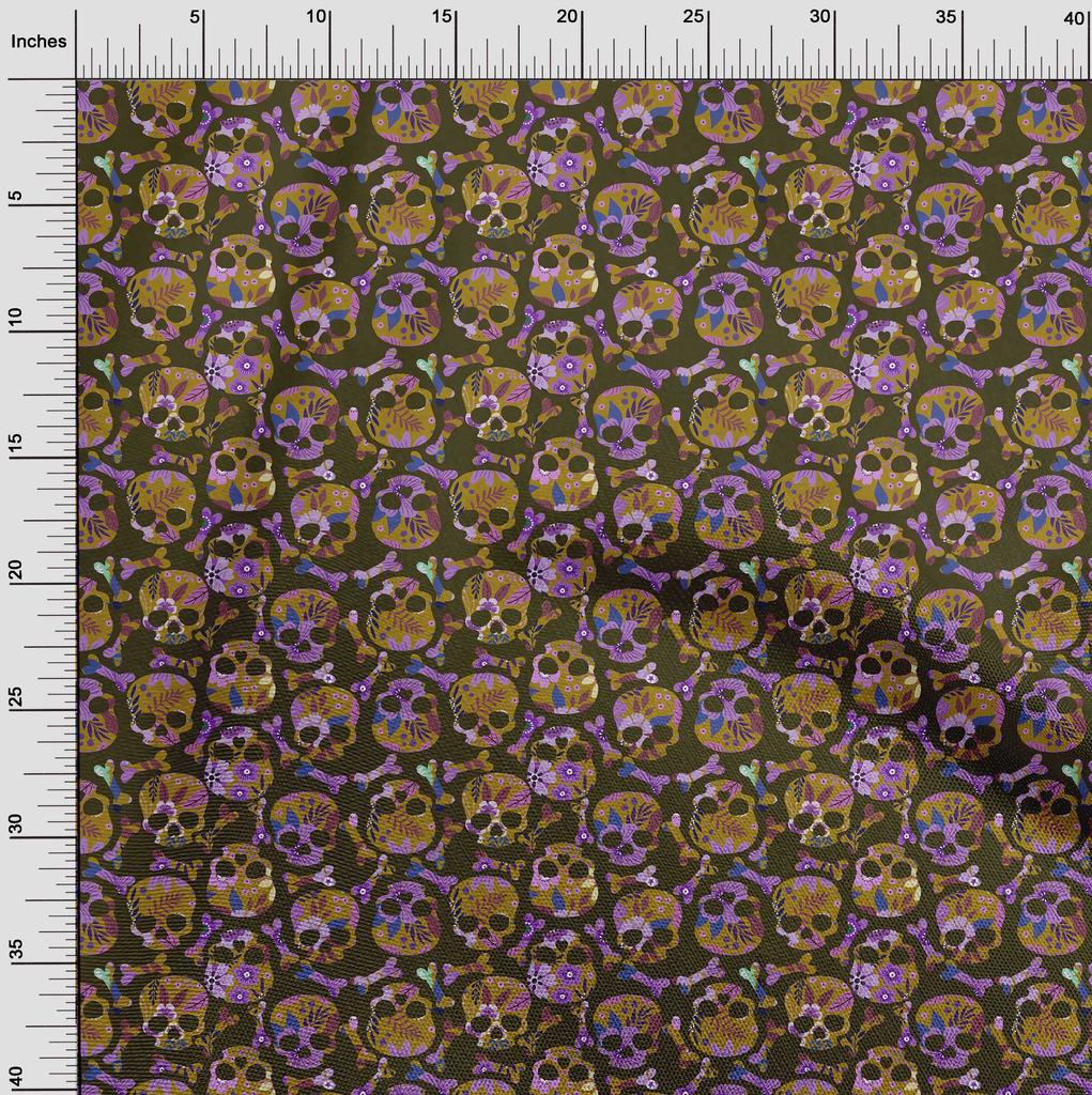 oneOone Cotton Flex Light Brown Fabric Skull Sewing Fabric By The Yard Printed Diy Clothing Sewing Supplies 40 Inch