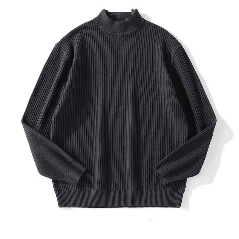 Mens Warm Half Turtleneck Sweater Loose Fit Solid Color Knit Pullover Winter Daily Wear
