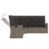 Corner Sofa with Reclining Function and Cushions Grey Poly Rattan