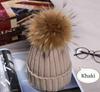 Women Winter Racoon Fur Pom Pom 16cm Ball Knit Beanie Ski Cap Bobble Hat