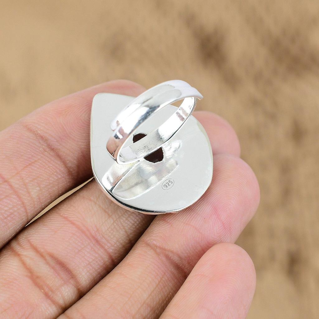 Natural Sunstone Gemstone Multi Stone Adjustable Ring 925 Sterling Silver