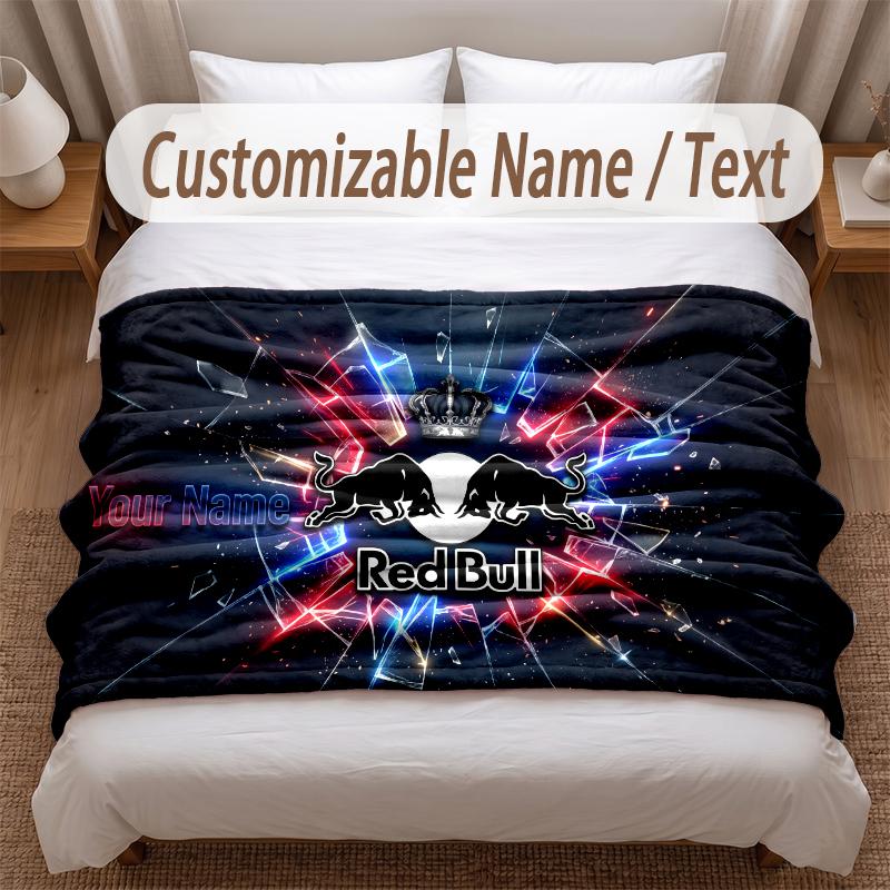 RB Leipzig FC Printed Flannel Blanket Custom Name Text Soft Warm Throw For Bedroom Holiday Gift