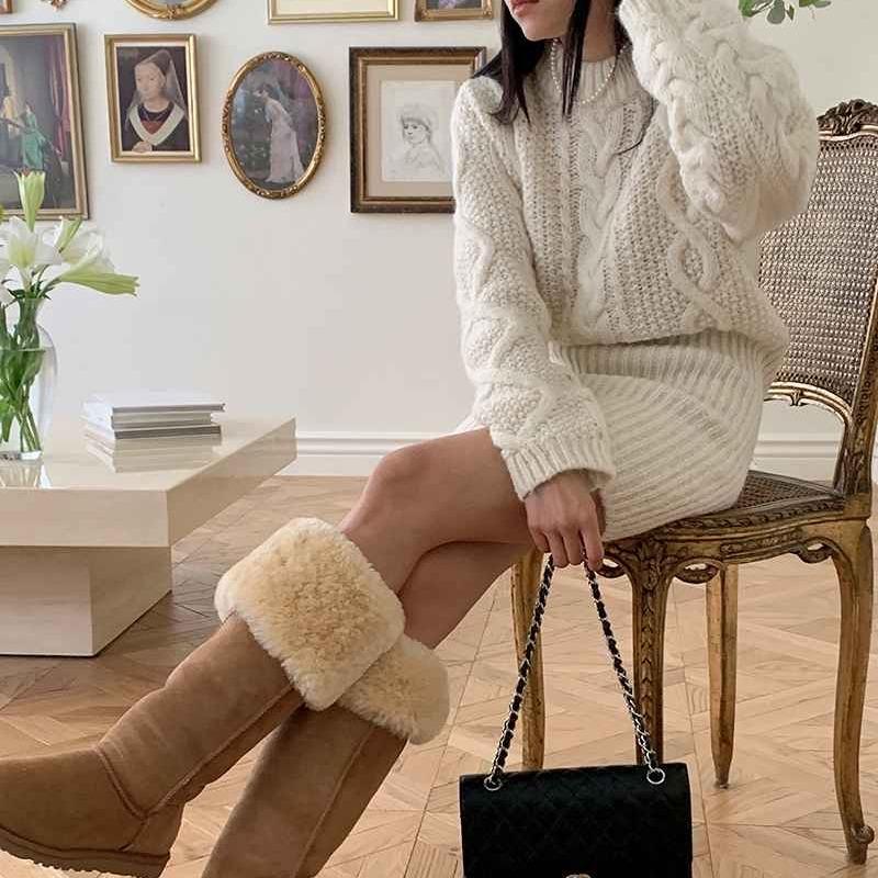 Осень Зима Твист Элегантное Женское Вязаное Платье-Свитер Ретро Повседневное Свободное С Длинным Рукавом О Круглым Вырезом Пуловер Короткие Платья Офис Новая Приталенная Одежда