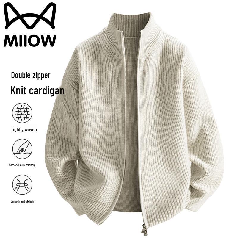 Miiow Men's Casual Full-Zip Knit Cardigan