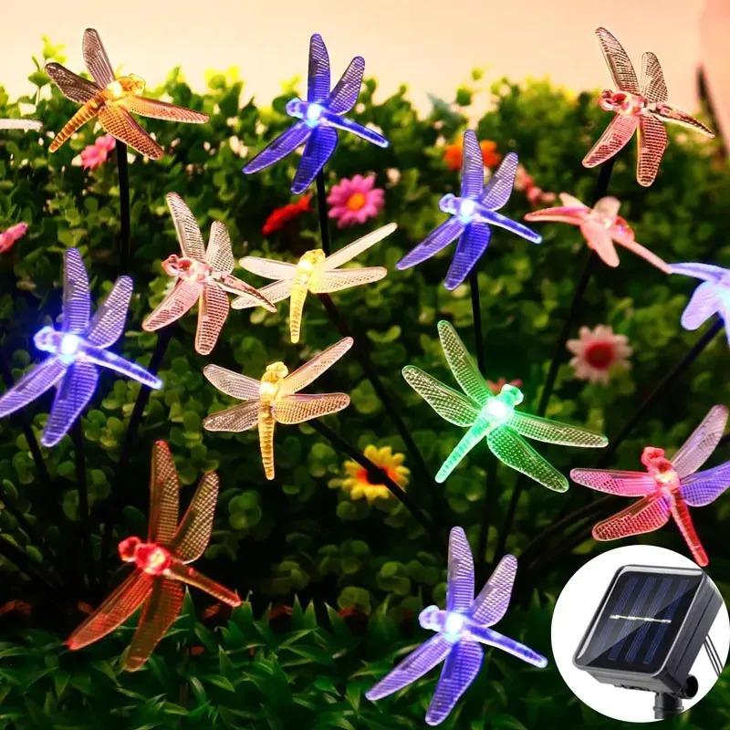 20/50LED Solar Dragonfly String Lights Decorative Outdoor Twinkle Fairy Lighting for Wedding Christmas Tree Garden Decor Garland