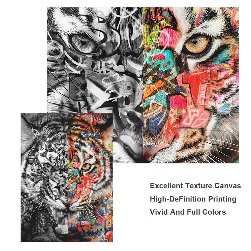 Абстрактные слова тигра, граффити, художественные холсты, картины на стене, художественные постеры и принты, черно-цветные изображения животных, Настенный декор