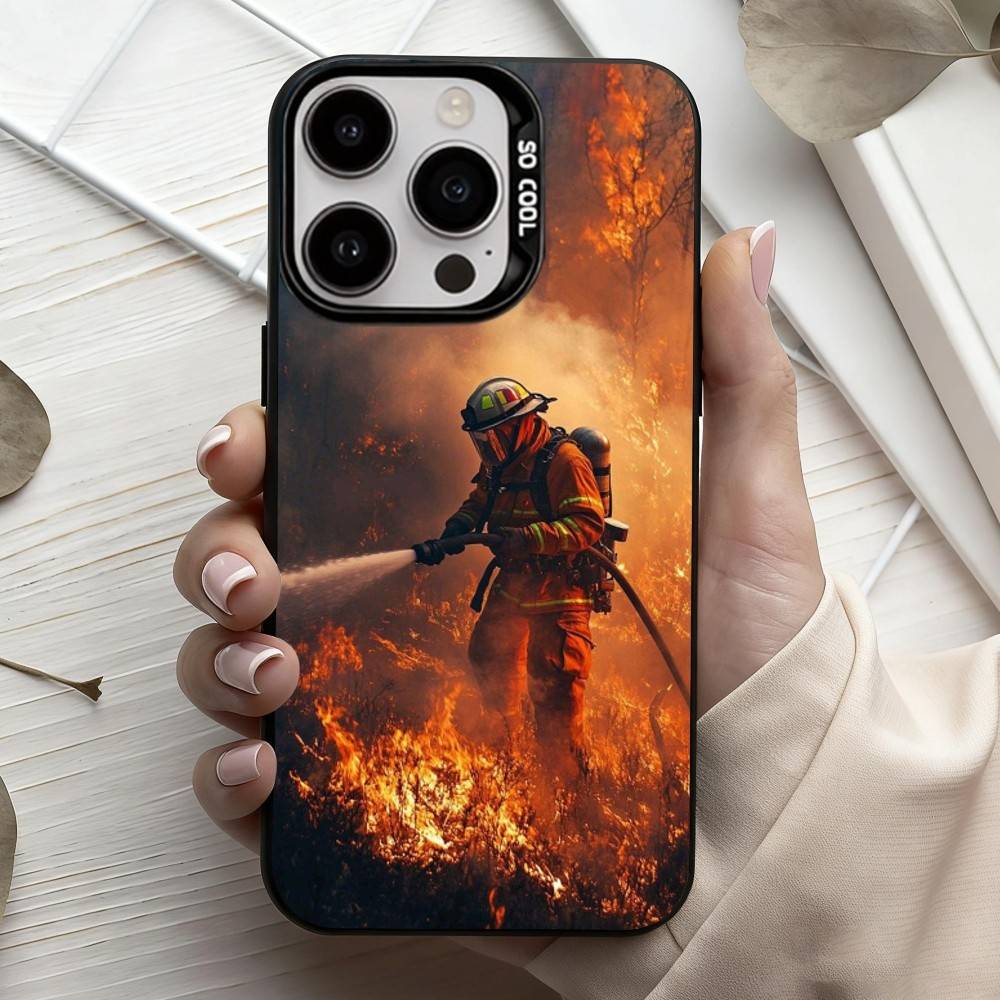Пожар Пожарный Чехол для Телефона Для iPhone17,16,15,14,13,12,11 Plus,Pro Max Черный Конфетный Посеребренный Чехол