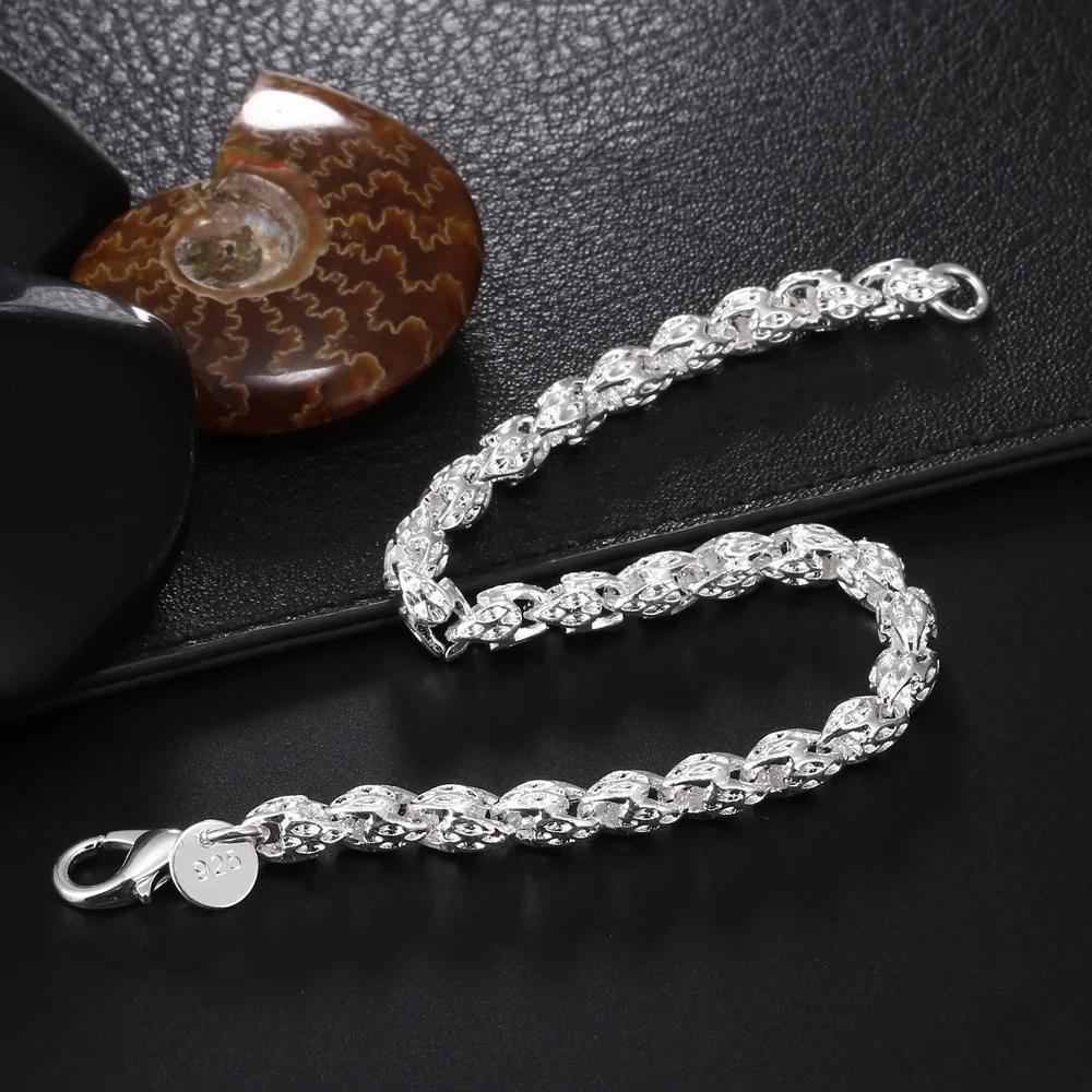 Fine Noble Sterling Solid Chain Bracelet For Women Men Charm Party Gift Wedding Party Fashion Jewelry