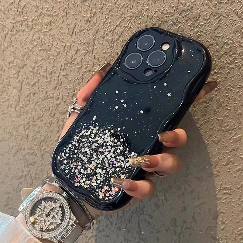 Чехол для телефона с блестящими волнистыми линиями для iphone 11 12 13 14 15 Pro Max XS Max X XR 7 8 Plus SE 2020 Прозрачный бампер Чехол