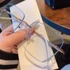 Xiaohongshu rimless glasses female myopia can be equipped with degree frameless glasses big face face small anti-blue light glasses