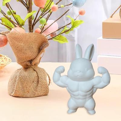 Пасхальный мускулистый кролик фигурка милая мини 3D-печатная статуэтка кролика коллекционный кролик украшение для весеннего домашнего стола полки декора