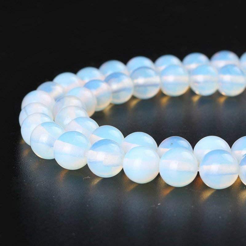 Natural White Opal Gemstone Beads Loose Spacer Beads for Jewelry Making Pick Size 4 6 8 10mm