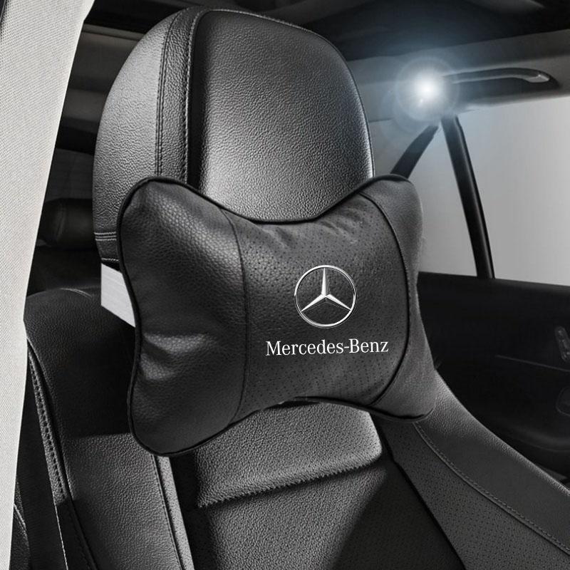 Car Seat Headrest Auto Logo Neck Pillow Car Accessories For Mercedes Benz A B C E S Class CLA CLS SLK GLA GLC GLB GLK AMG W204 BI1