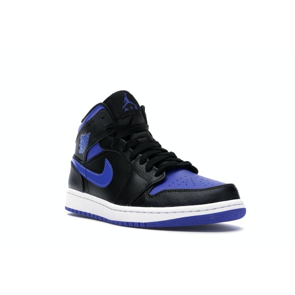 Air Jordan 1 Mid Black Hyper Royal Men Sneakers Blue Royal-Blue White 554724-068