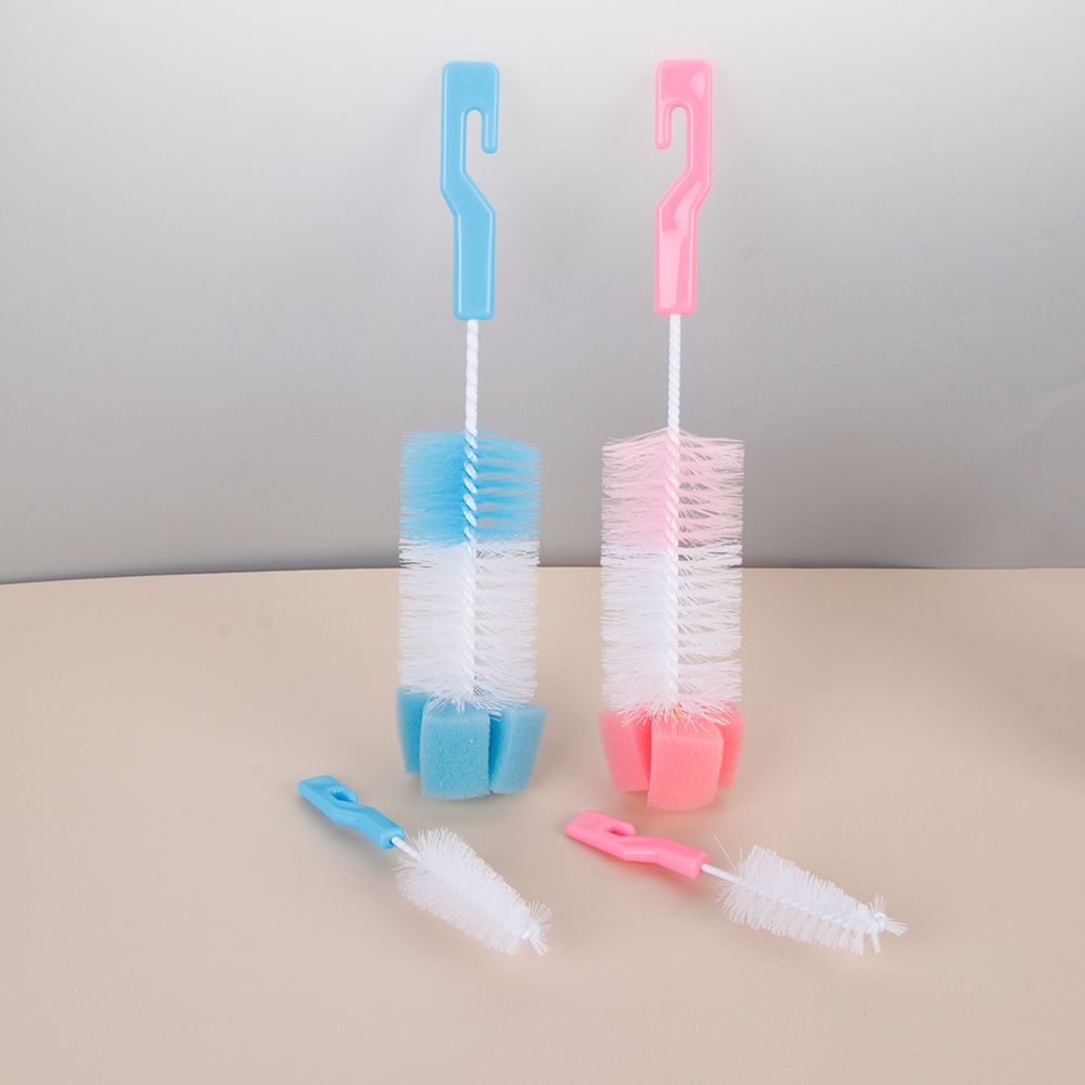 7pcs Head Spout Cup Washing Bottle Brush Baby Nipple Rotating Clean Sponge