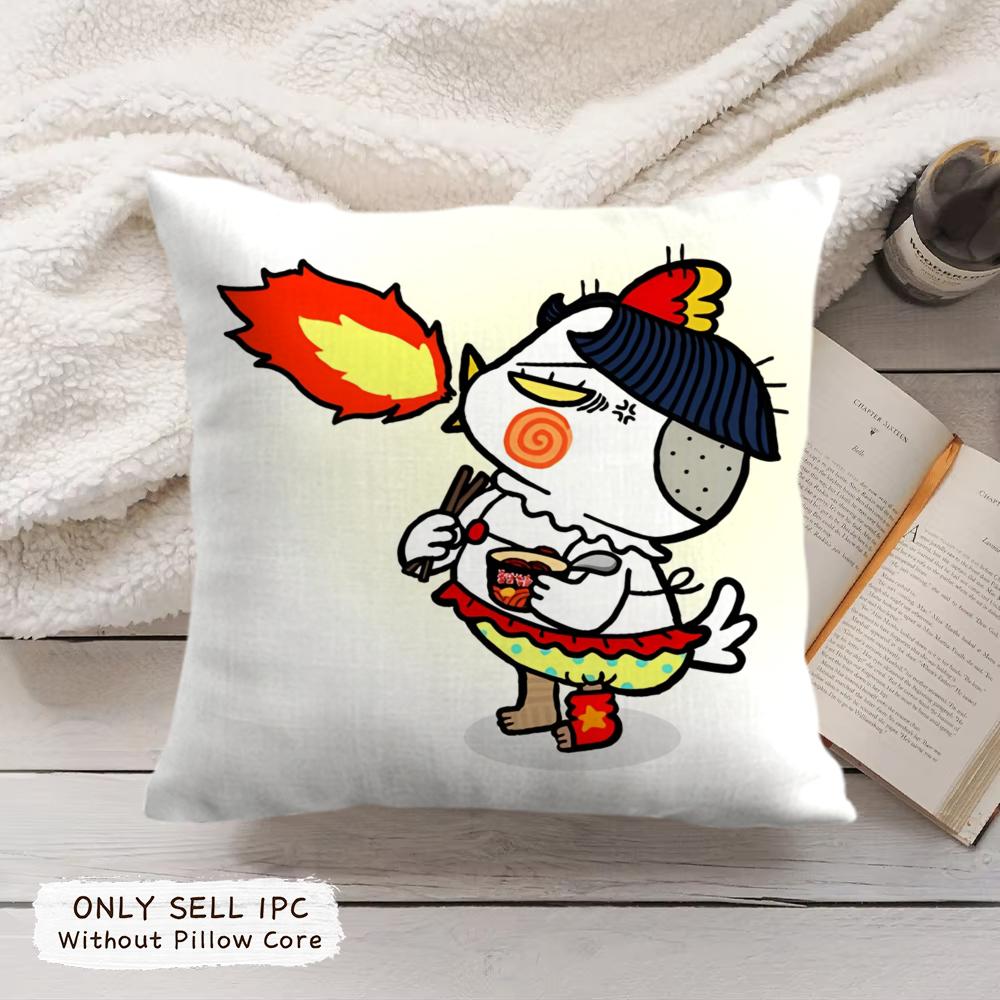 Cute Anime BBuldak Rame Cushion Cover Soft Plush Fabric DoubleSided Printed Pillowcase for All Seasons Home Decor