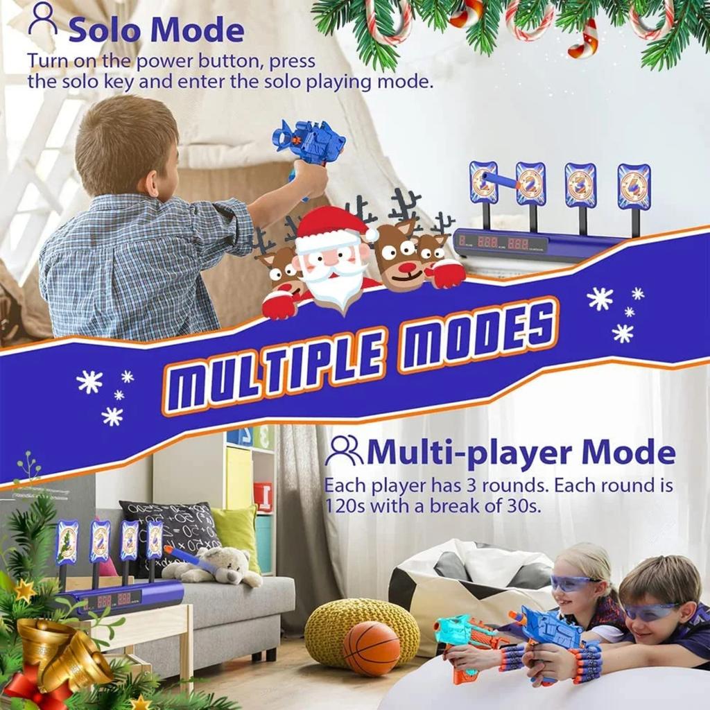 Электронная мишень для стрельбы с 2 игрушечными бластерами с пенопластовыми пулями, подарок на открытом воздухе для детей мальчиков девочек 6-12 лет