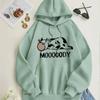 Женские свободные толстовки с принтом коровы из мультфильма, блузки, толстовки, повседневные свитера с длинным рукавом