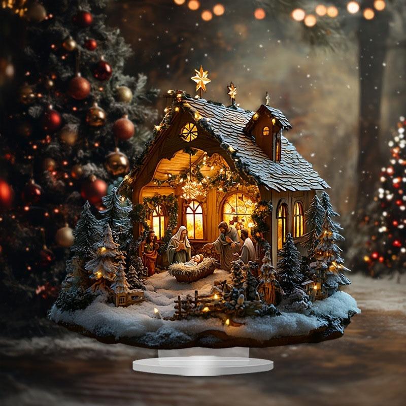 Богемский акриловый декор рождественской сцены - многофункциональный рождественский настольный дисплей для дома, офиса, кафе