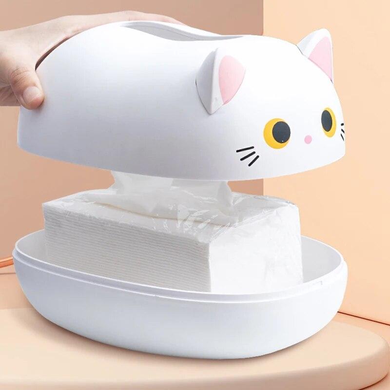 Kawaii Cat коробка для салфеток, настольный держатель для туалетной бумаги, кухонный ящик для хранения салфеток, туалетный контейнер для бумаги, украшение дома в скандинавском стиле