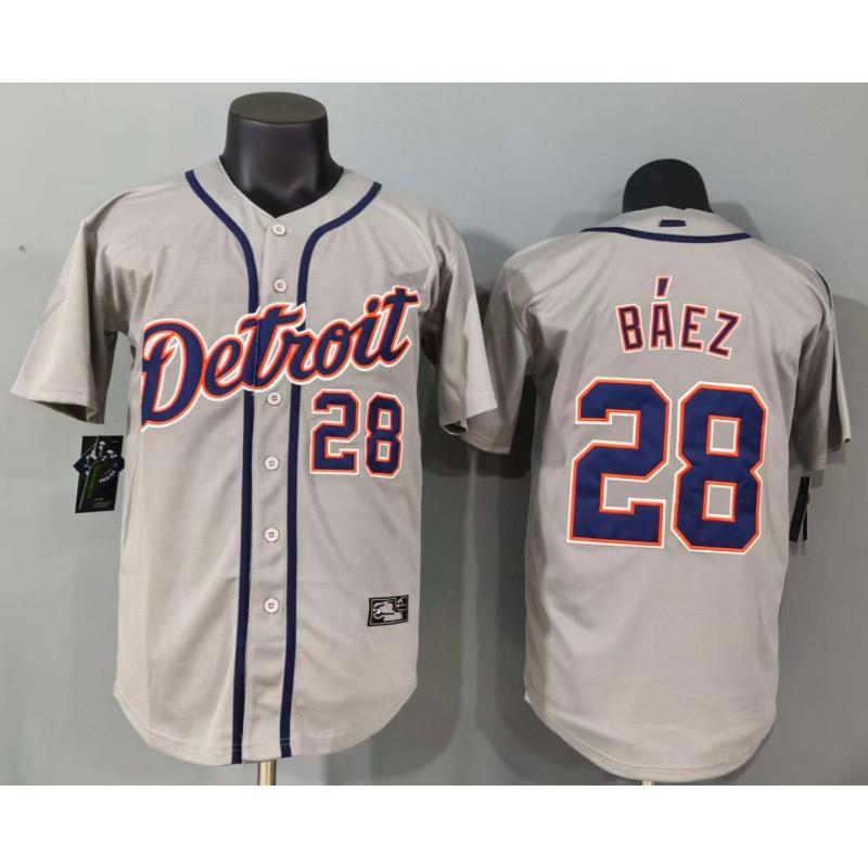 Detroit Tigers Baseball Cap 28 Javier Baez Gray Unisex Adjustable Snapback Hat Fan Apparel