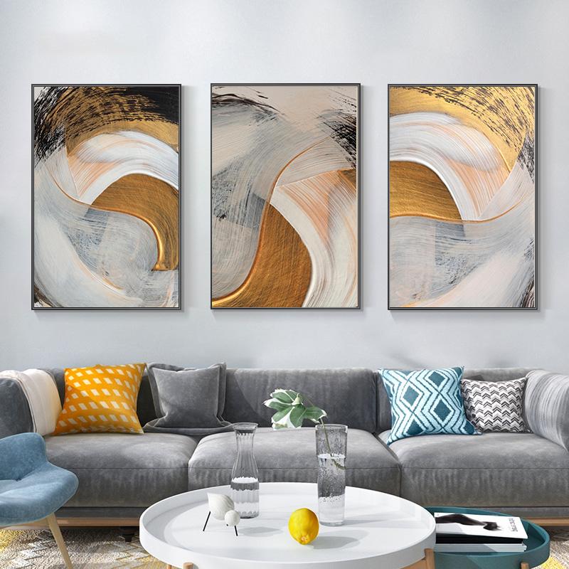 Современная золотая текстура масляной живописи, напечатанная на холсте, абстрактная золотая кисть, постеры и принты для декора гостиной