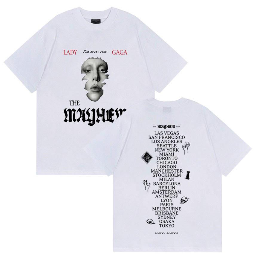 2026 Springsummer Lady Gaga The Mayhem Ball Album Fans Gift TShirt Men Women Vintage High Quality Pure Cotton Printed Top