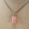 1Pc Healing Crystal Perfume Bottle Necklace Pendant Flat Cylinder Charm Silver Chain Necklaces for Women Jewellery 30x18mm