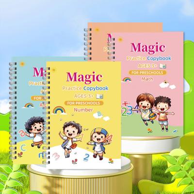 4 шт. Пропись для упражнений по письму для детей 3-10 лет, набор рабочих тетрадей для отработки почерка с буквами, цифрами, математикой, рисованием, английский прописной тренажер