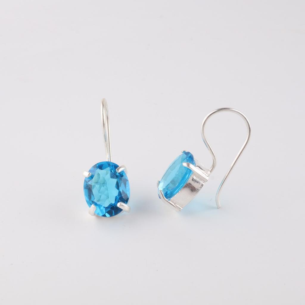 Натуральный швейцарский голубой топаз драгоценный камень 925 стерлинговое серебро ювелирные изделия серьги-крючки 1,05" EE-173-15