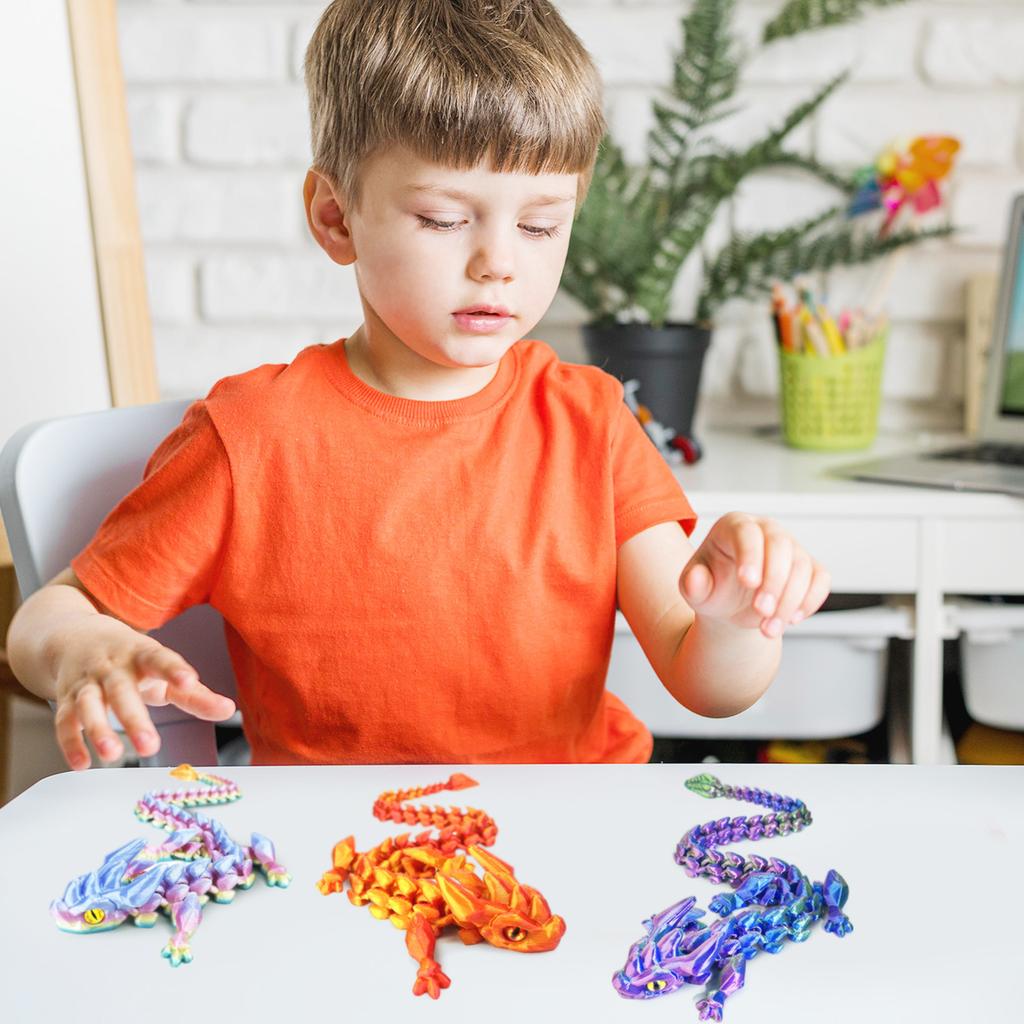 12-дюймовый гибкий 3D-печатный дракон с глазами, шарнирные 3D-печатные животные, 3D-печатные игрушки для снятия тревожности и СДВГ, уникальный домашний декор