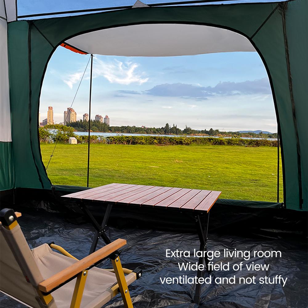 Палатка для кемпинга для всей семьи на 3-12 человек, двухслойная, большого размера, 2 комнаты, утолщенная, водонепроницаемая, для семейного похода, туристическое снаряжение