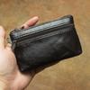Genuine Leather Retro Coin Purse Card Holder Zipper Small Wallet Women Moneybags Mens Coins Pouch