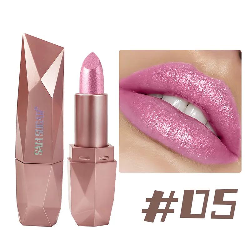 Lipstick with diamond shine SAM SUGAR, water-resistant, moisturizing, resistant, gold design, long-lasting effect, 9.2 cm.
